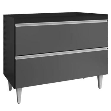 Imagem de Balcão Gabinete Pia 1m Sem Tampo 2 Porta Cozinha Preto Cinza - MADERAT