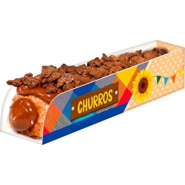 Imagem de 25 Caixinhas Churros Embalagem Descartável de Festa Junina Kit com 25 Caixas de 15cm