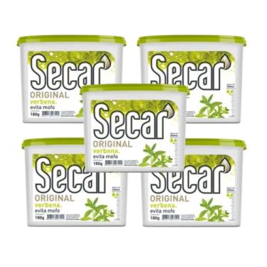 Imagem de Kit Com 5 Evita Mofo Secar 180g Antimofo Guarda Roupas Armários Closet Gaveta Despensa Umidades Bolor Fungos Bactérias Mau Cheiro (5, Verbena)