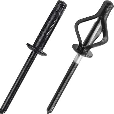 Imagem de JIANDAXIN 50 peças de rebites de alumínio triplos, rebites pop estilo lâmpada explosiva tripla para materiais automotivos, macios ou plásticos (todos pretos, 5/81 x 5/8 polegadas)