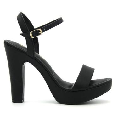 Imagem de Sandália Original Via Uno Salto Alto Meia Pata Feminino 021, 37, Preto