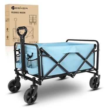 Imagem de Yesker Carrinho dobrável – Carrinhos de jardim dobráveis de 99,8 kg com rodas para todos os terrenos para acampamento ao ar livre, esportes, compras, jardinagem – Carrinho utilitário portátil