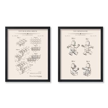 Imagem de Poster Master Impressão De Projeto Tijolos 2 Peças - Pôster Patente Blocos Construção, Arte Brinquedo Interligada, Desenho Técnico, Design Parede, Decoração Quarto Infantil 8X10 Sem Moldura