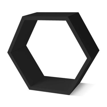 Imagem de Kit 4x Nicho Colmeia Sextavado MDF Laminado Preto 40x36x14cm