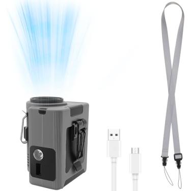 Imagem de bigjvbfv Ventilador de cintura portátil de 10.000 mAh com 5 velocidades, ventilador de clipe de cintura, lanterna, bateria de longa duração, ventiladores de clipe para camisa, ventiladores corporais