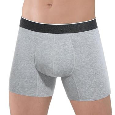 Imagem de REELINDRY Cueca boxer para incontinência masculina, lavável, absorvente, 65 g, à prova de vazamento, controle da bexiga da próstata, pacote com 1 (cinza claro, 2GG)