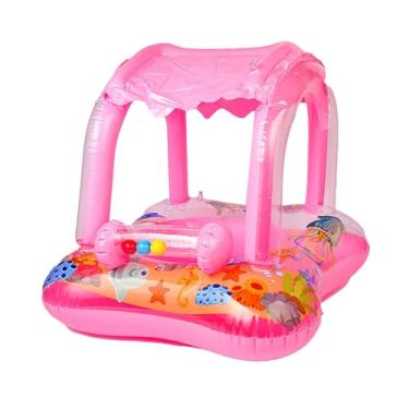 Imagem de Colaxi Boia de piscina com cobertura, decoração de festa para tubo de natação, brinquedo aquático fofo, boia de natação inflável para atividades ao ar livre, com Sino Sem Alça