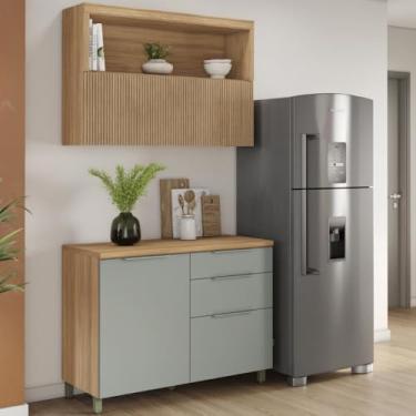 Imagem de Cozinha Compacta 2 Peças 2 Portas 3 Gavetas 1 Nichos 100% MDF