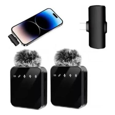 Imagem de Microfone Lapela Sem Fio Duplo Profissional Celular Compativel iphone 