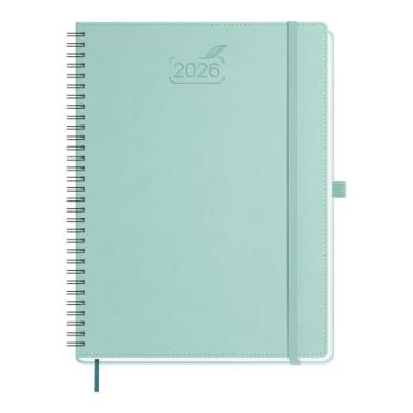 Imagem de BEZEND Agenda 2026 semanal e mensal (21,6 cm x 28 cm espiral) calendário diário com horários e abas de hora em hora (janeiro a dezembro), notas e despesas, suporte para caneta, bolso interno, capa