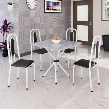 Imagem de Conjunto para Sala de Jantar com 4 Cadeiras Lívia Preto / Branco