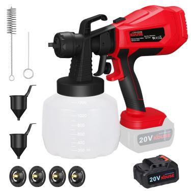 Imagem de KOUSE Pulverizador De Tinta Sem Fio Para Pistola Elétrica Escovas Max Battery Hvlp, Pintura Móveis E Casas, Pulverizadores Interiores Residências, Cercas