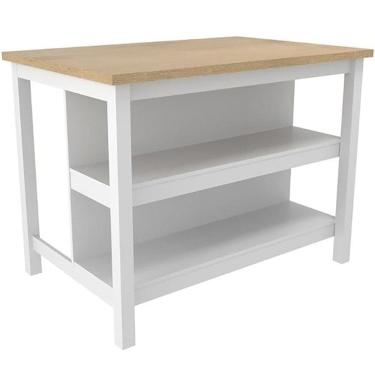 Imagem de Bancada Ilha Cozinha 2 Prateleiras 120x80 cm CD1019 Branco Dtall