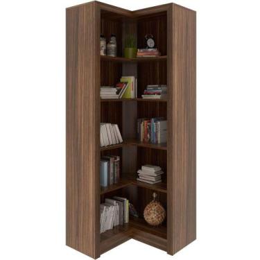 Imagem de Estante Armário De Canto Aberto P/ Escritório 5 Prateleiras Nogal - TE