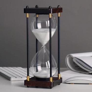 Imagem de Ampulheta Temporizadores De Areia Ampulheta Ampulheta Ampulheta Temporizador De Areia 60 Minutos Ampulheta Decorativa Ampulheta De Madeira, White (60 Minutes)