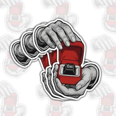 Imagem de (3psc) Adesivos de teclado ESC, adesivo de meme de proposta engraçada, adesivos fofos para teclado de computador, adesivos engraçados de escritório de 7,6 cm, presentes de funcionários para laptops