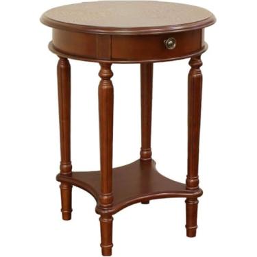 Imagem de Mesa Lateral Mesas De Telefone Americanas, Mesa De Centro Redonda, Mesa Lateral Com Gaveta, Light Walnut, 19.68 * 19.68 * 25.98in