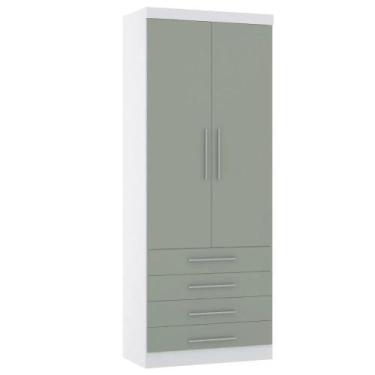 Imagem de Guarda-roupa Modulado 90cm 2 Portas 4 Gavetas Alpes Luciane, Branco/Ve