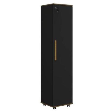 Imagem de Armário Multiuso Para Quarto Com Chave E Rodízios 1 Porta Lune Preto J