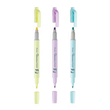 Imagem de Pentel Marca-Texto Illumina Flex Kit Com 3 Cores Tons Pastel Amarelo, Verde-Água, Roxo KITSLW11-3P