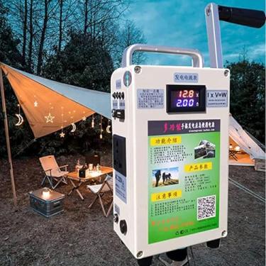 Imagem de Gerador De Manivela 150w, Estação De Energia Portátil, Bateria De Lítio De Alta Capacidade De 5000mah Embutida, Para Camping Ao Ar Livre Carregamento De Computador Móvel Com Plugue Usb