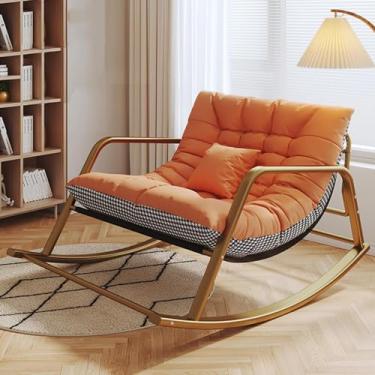 Imagem de Cadeira De Balanço Berçário, Cadeiras De Balanço De Pátio Grandes Com Encosto Alto, Poltrona Lateral Confortável, Cadeiras De Balanço De Suporte De, Multi-colored2, Gold 92x137cm