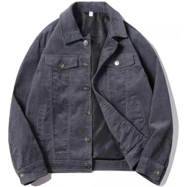 Imagem de Jaqueta De Veludo Cotelê Casual Mais Grossa De Mim, Grey for Autumn and Spring, L