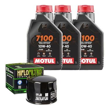 Imagem de Kit Troca Óleo 4T 7100 10w40 3L + Filtro de óleo HIFLO F800 e S1000
