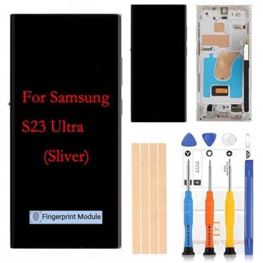 Imagem de Tela digitalizadora LCD Amoled Touch Assembly Display LCD de substituição para Samsung Galaxy S23ultra G918 G918A G918F G918P G918R4 T U V W 17.0 cm da BITANR [prata com moldura]