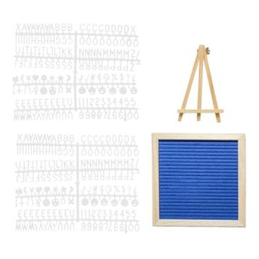 Imagem de Ｂｅｓｇａ Quadro de feltro com moldura de madeira, quadro de mensagens trocável para decoração de casamento em hotéis e restaurantes, Azul