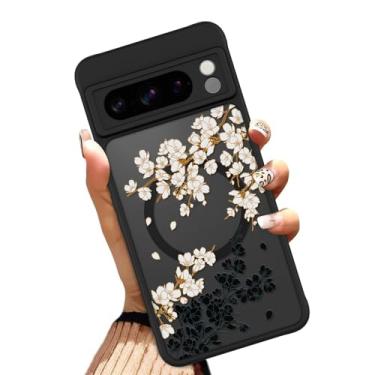 Imagem de OOK Capa para Google Pixel 8 Pro de 6,7 polegadas (compatível com MagSafe) design de flores florais capa de telefone translúcida TPU macio + PC rígido antiarranhões à prova de choque capa magnética