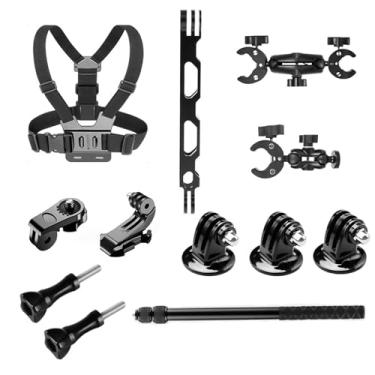 Imagem de Conjunto de acessórios de motocicleta para Insta360 ONE X5/X4, estojo de transporte com cinto de ombro, bastão de selfie, alça de peito, alça de cabeça, clipe de mochila, suporte de guidão, suporte de