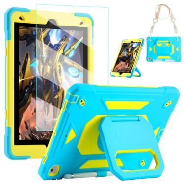 Imagem de Capa para iPad 9ª/8ª/7ª geração, capa para iPad 10.2 2021/2020/2019, capa protetora resistente à prova de choque infantil com protetor de tela/suporte dobrável giratório de 360°/suporte para lápis