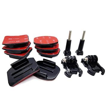 Imagem de JINGXIN Suportes de capacete para GoPro, suporte adesivo de capacete curvado plano com acessórios de fixação de fivela, compatível com GoPro Hero 11, 10, 9, 8, 7, 6, 5, 4, Session, 3+, 3, 2, 1, Hero