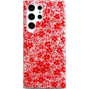 Imagem de Qokey Capa para Galaxy S24 Ultra 17.3 cm Slim TPU Bumper - Capa de telefone à prova de choque luxuosa primavera bonita estampa floral, padrão de concha de luxo ajuste à prova de choque, flores