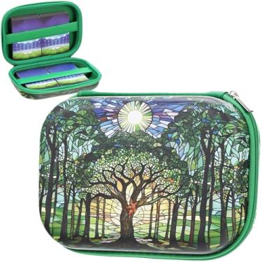 Imagem de Wonderjune Hard Travel Playing Card Game Case, 300+ Trading Cards Case, Portable Travel Storage Box Compatible with Magic Mtg Classic Board Game(Green Tree)