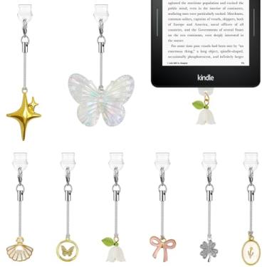 Imagem de CLANMOU 8 peças de pingentes para E-Reader, pingentes de plugue de poeira para bricolage, compatível com porta de carregamento tipo C, acessórios para Kindle Kobo E-Reader