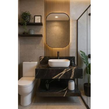 Imagem de Bancada em Porcelanato Para Banheiro Completo Alto Padrao 80cm Sem Cub