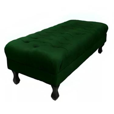Imagem de Puff 100CM Retangular Retrô Capitonê Luiz XV Para sala de estar quarto (VERDE,Corino)