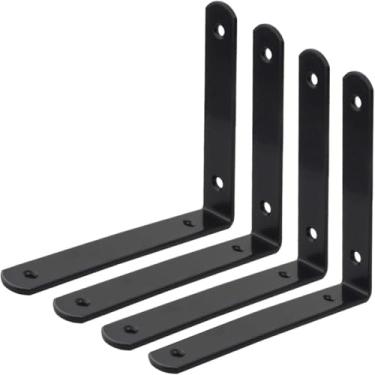 Imagem de 4pcs Suportes De Prateleira 8 Ih - Prateleiras De Parede, Suporte De Móveis Em Forma De L, Suporte De Canto, Fortalecem A Estabilidade Estrutural, Parafusos Isolados, Para, White, 200mm x150mm