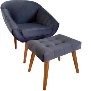 Imagem de Kit Poltrona Giovana Puff Capitonê Luxo e Almofadas em Sued Premium - 