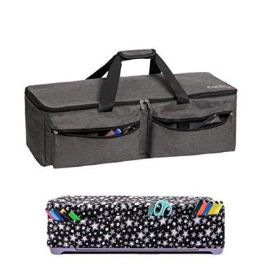 Imagem de CACTIYE Bolsa de transporte compatível com Cricut Explore Air and Maker, bolsa à prova d'água compatível com Cricut Explore Air and Supplies, cinza + estrela, 1+1, Clássico