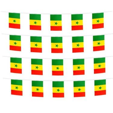 Imagem de FFILL Corda de bandeira senegalesa de 6 metros e 20 bandeiras, pequena bandeira do Senegal, para festas, lojas e bares, decorações ao ar livre. 30 países para escolher (Senegal)