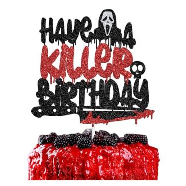 Imagem de Have a Killer Birthday Cake Topper, Halloween Scary Bloody Birthday Cake Decor, Horror Movie Party, Halloween Zombie Vampire Party Decorations Supplies