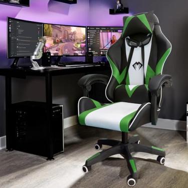 Imagem de Cadeira Gamer Python Fly, Design Estilo Gamer, Tecido Respirável, Design Ergonômico (Verde)