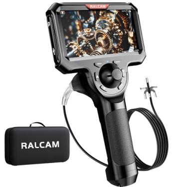Imagem de Ralcam Boroscópio articulado de 360°, câmera de endoscópio industrial Joystick HD de 5 polegadas com luz, sonda fina de 6,2 mm, câmera de inspeção semirrígida de tubo de cobra de 12,7 m para motor