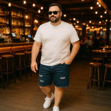 Imagem de Bermuda JEANS MASCULINA RASGADA Plus Size Grande Tamanho 44 46 48 Refo