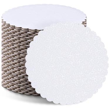 Imagem de Lallisa 100 peças de tábuas de bolo de 15 cm, base circular branca recortada, à prova de gordura, base descartável, para fazer você mesmo, sobremesa, pizza, festa de aniversário