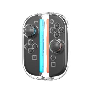 Imagem de IINE Capa de armazenamento transparente para Joypads Switch 2, capa rígida protetora com fecho magnético, protetor de joystick, design à prova de poeira, caixa de transporte transparente portátil para