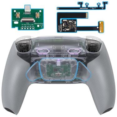 Imagem de eXtremeRate RISE Plus MAX Back Paddles Kit with Clicky Trigger Stops & Rubberized Grip for PS5 Controller BDM-010 020, Remappable Back Buttons Kit for PS5 Controller - Clear Gray - NO Controller